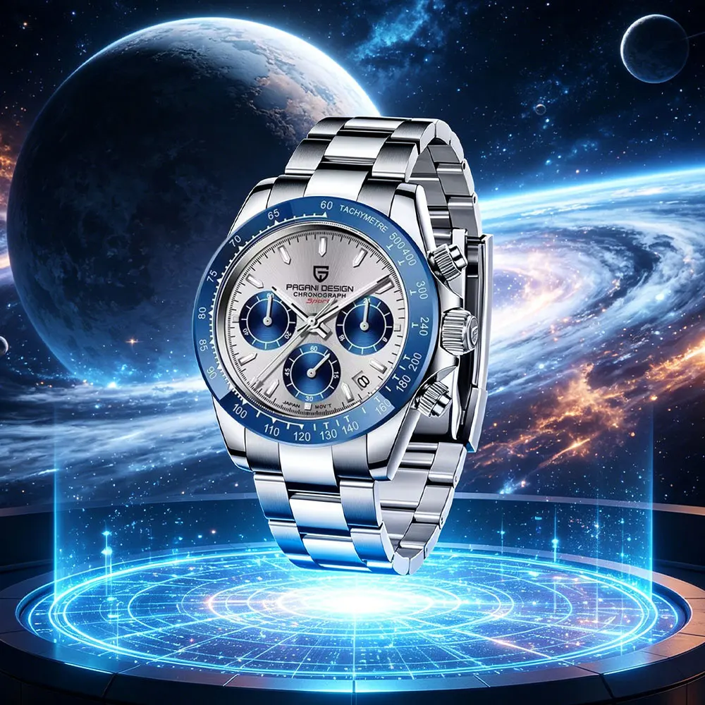 PAGANI DESIGN 40mm Men's Watch Stainless Steel Chronograph Top Brand Quartz Wristwatch Sapphire Glass VK63 Gift Watches for Men view 2