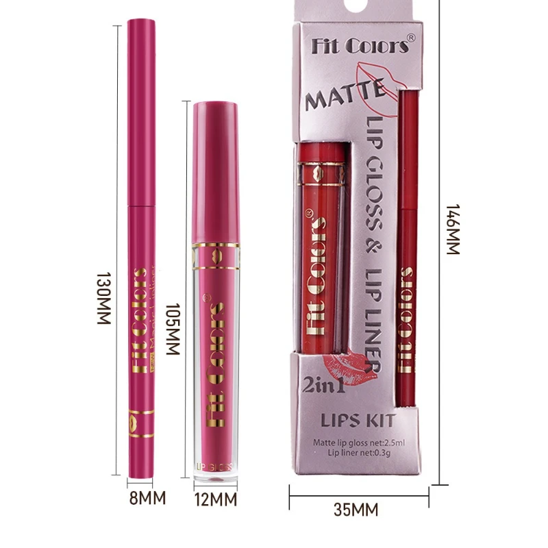 2 STKS waterdichte lipliner potloodset, gewichtloze nauwkeurige voering met superzachte mengbare textuur matte duurzame make-up lipgloss