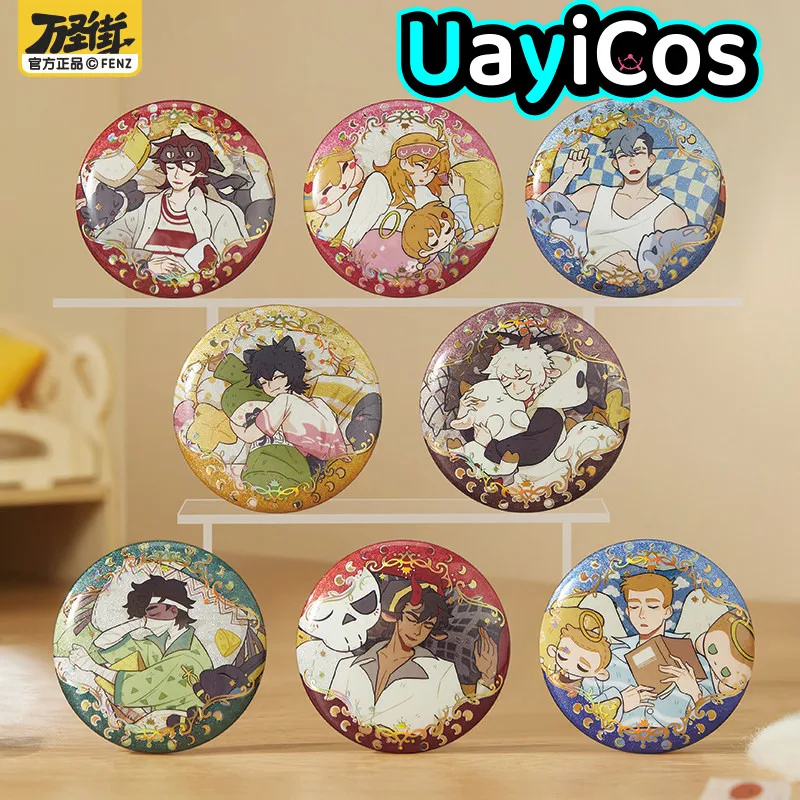 In Stock Original All Saints Street Tinplate Badge Brooch Pins Good Night Series Ornaments Doll Anime Game Toy Gifts Cosplay