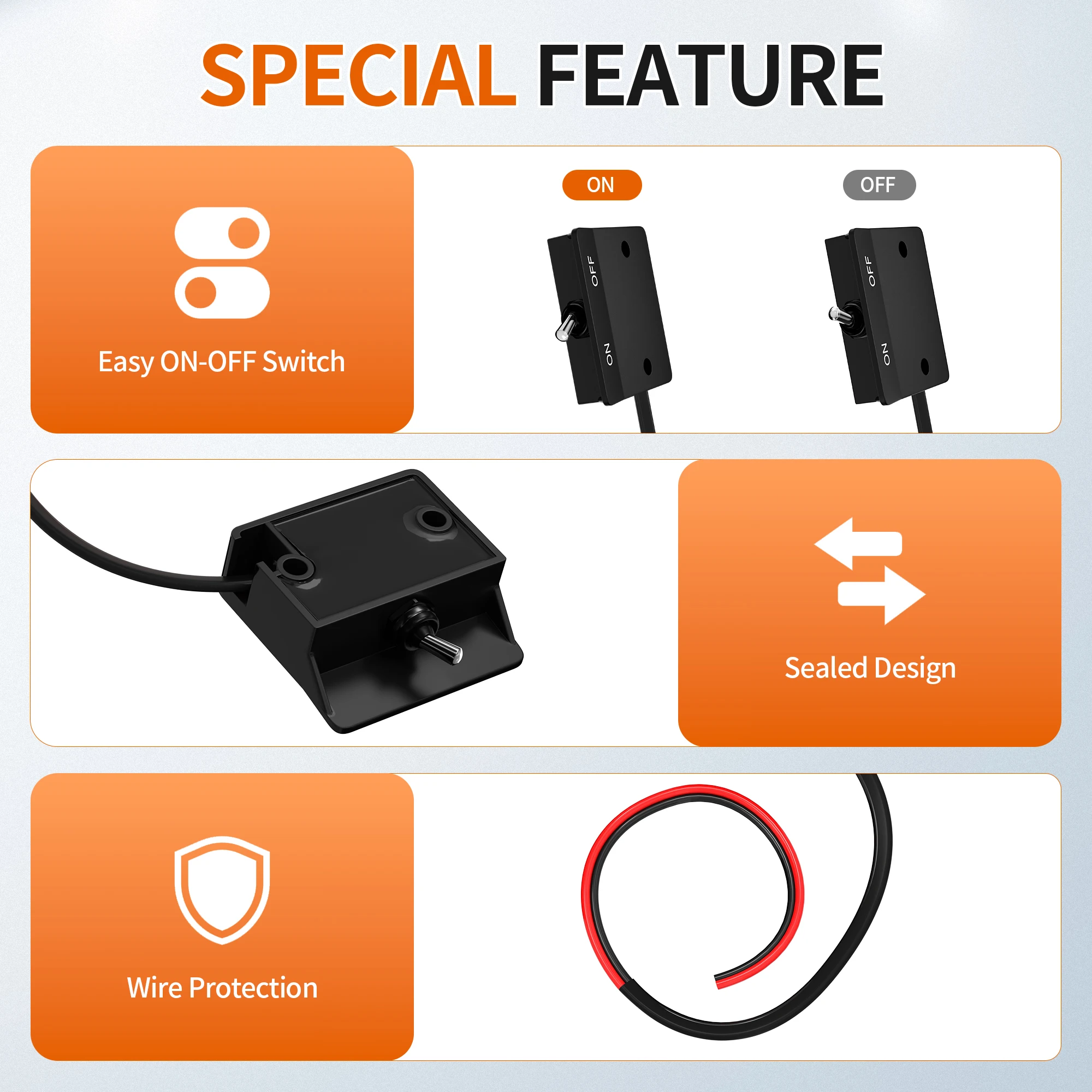 Toggle Switch 30A Heavy Duty On/Off Switch 12V SPST with 25CM Wire 2 Pin Latching Marine Toggle Switch 80001431 For Boat Car image 3