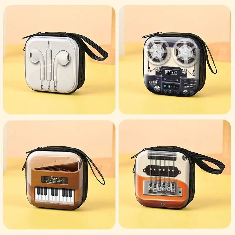 2pcs Creative Pattern Cute Tinplate Purse Vintage Zipper Metal Purses Mini Coin Key Storage Pouch Headphone Bag