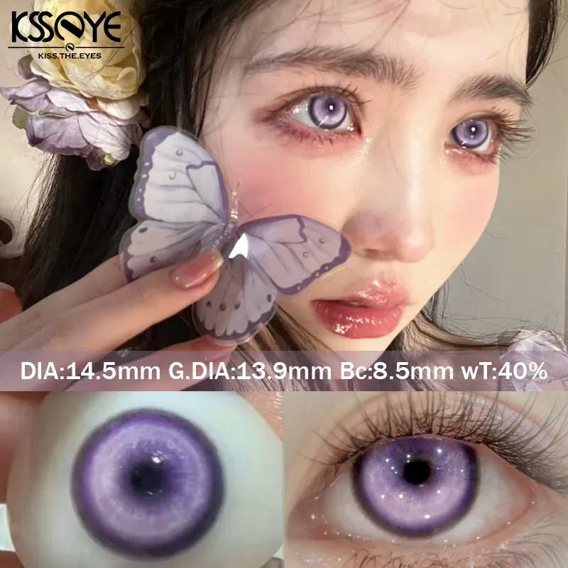 KSSEYE 1pair Halloween Contact Lenses With Degree Cosplay Anime Contact Lenses Blue Beauty Makeup Lens Pink Color Contact Yearly