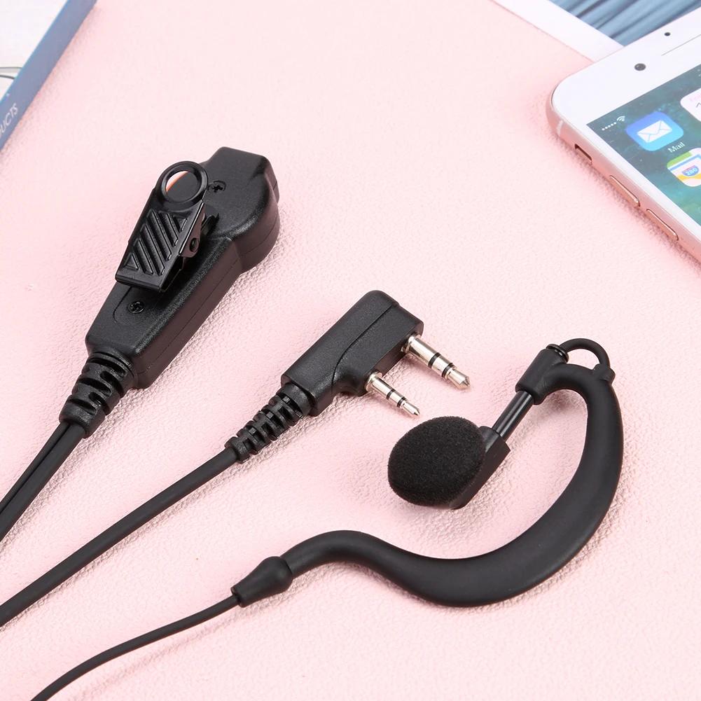 PU Wired Walkie Talkie Headset Earphones K-Plug Earhook Earpiece Dual PTT G Type with Microphone for Kenwood Baofeng 888S TYT