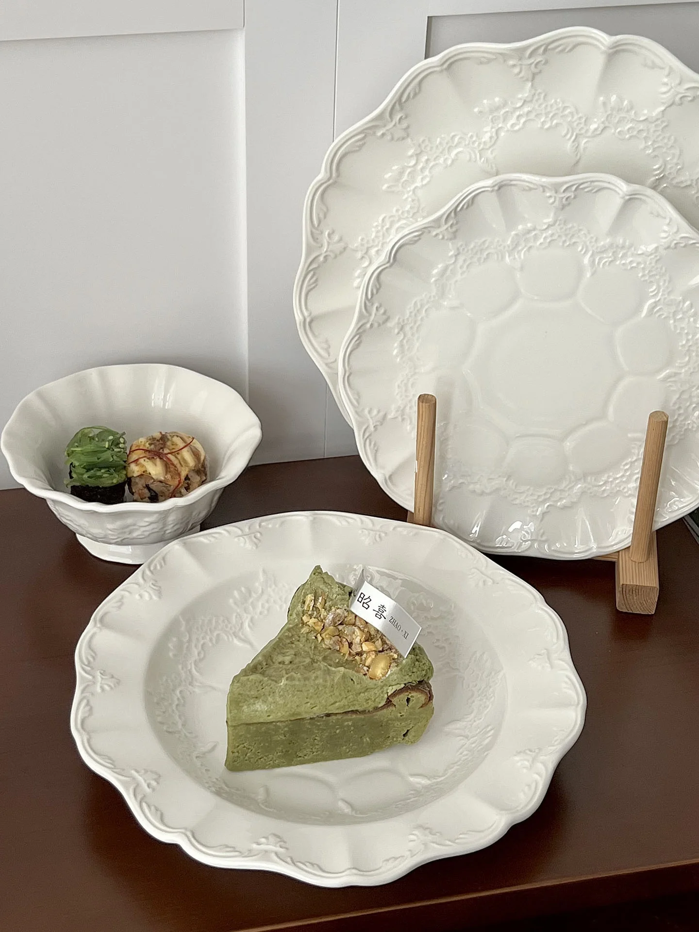 

Sugar Miss Emed Cerc Plate Western Salad Dert Plate White High-End Feeling Home Use Dining Utensils Deep Di Bowl