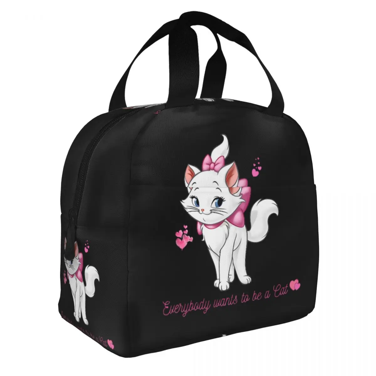 Marie Cat Cute Cartoon Aristocats Insulated Lunch Bag Portable Reusable Cooler Bag Lunch Box Tote School Picnic Men Women