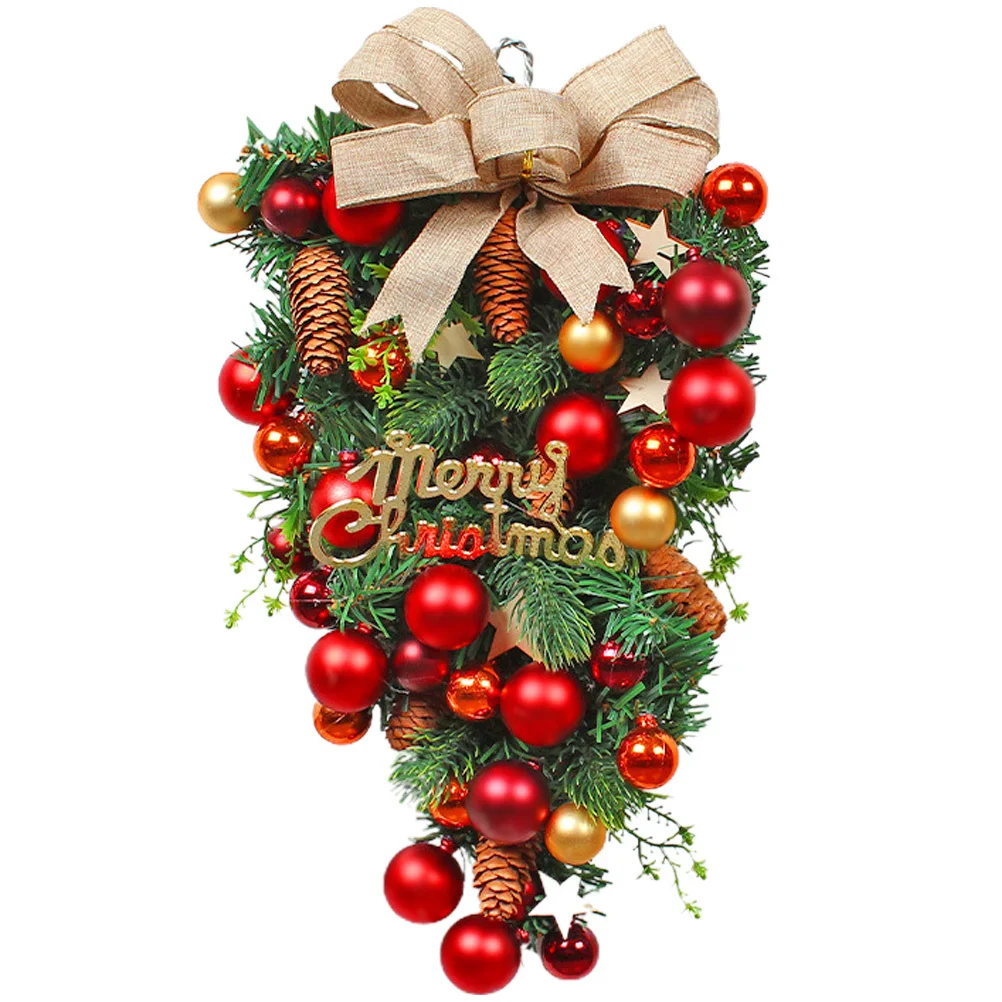 

Christmas Bow Wreath For Front Door Outside Xmas Garland Window Wall Hanging Tree Decor Winter Party Supply