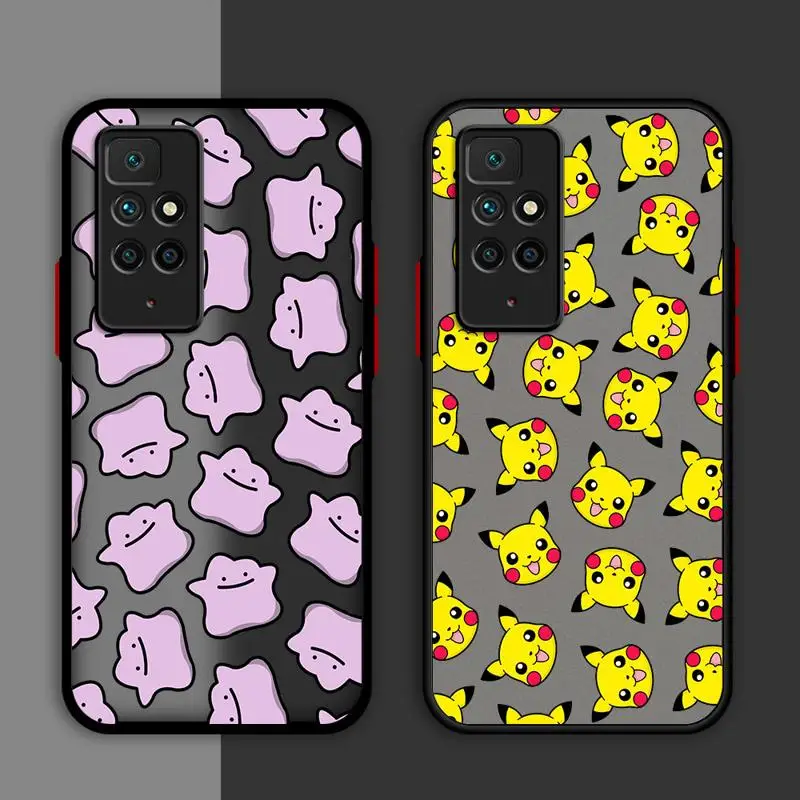 Matte Case For Xiaomi Redmi Note 11 Pro 12 10 9S 12C 8 10A 10C 7 8T Silicone Soft Phone Cover Pokemon Pikachu Cartoon