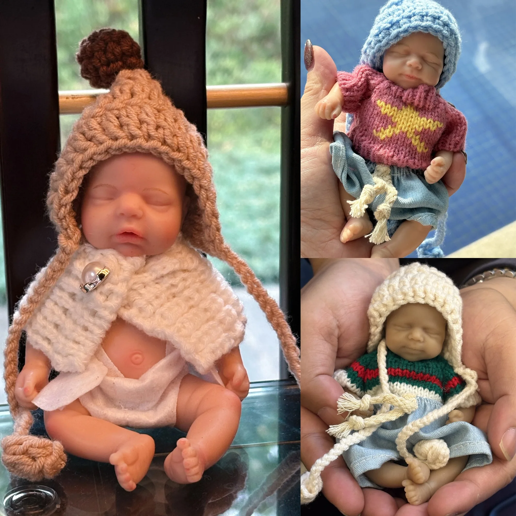 Aizwa1 Mini muñeca Reborn de silicona hecha a mano, muñeca bebé recién nacida realista para niños, regalos de cumpleaños