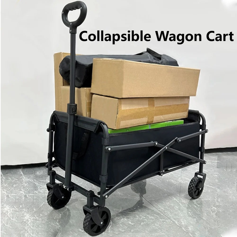 Collapsible Folding Wagon Beach Wagon Cart Portable Heavy Duty Utility Grocery Wagon for Camping Garden Shopping Garden Sports