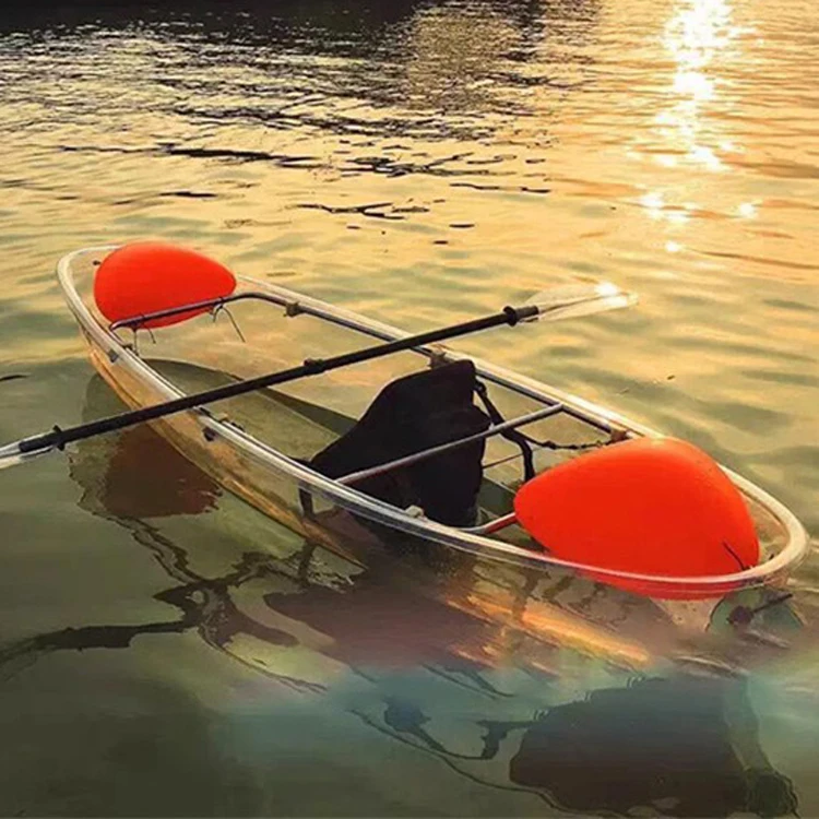 1 2  Person clear Crystal Acrylic Glass Kayak Transparent Boat clear Kayak for Resort With Floatspromote sales