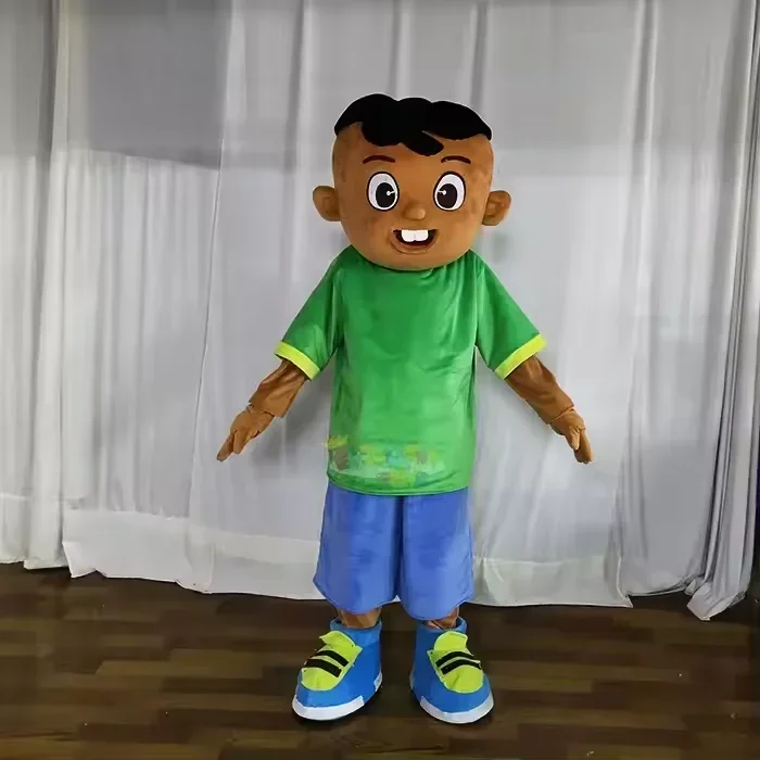 

Black Haired Little Boy Mascot Costume Adult Cartoon Character Suit Real Play Trade Shows