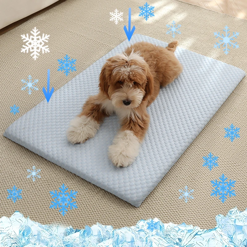 Dog Bed Pad Cooling New Summer Ice Silk Thick Breathable Pet Mat Non-Slip Washable Pet Cooling Sheet for Medium Large Dogs Cats