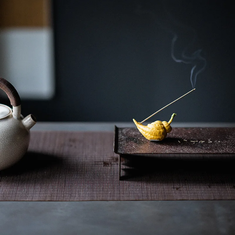 Mini Buddha Handmelon Shaped Incense Insertion Ornament Ceramic Thread Incense Seat Home Decor Tea Ceremony Creative Ornament
