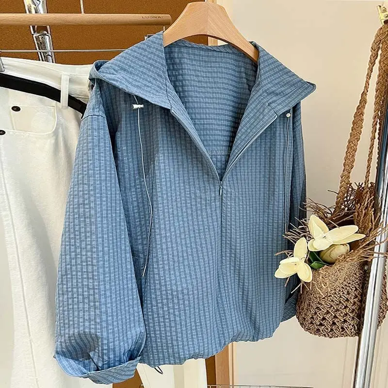 

Hooded Sun Protection Loose Thin Top For Women's Spring 2025 New Shirt Shirt Top