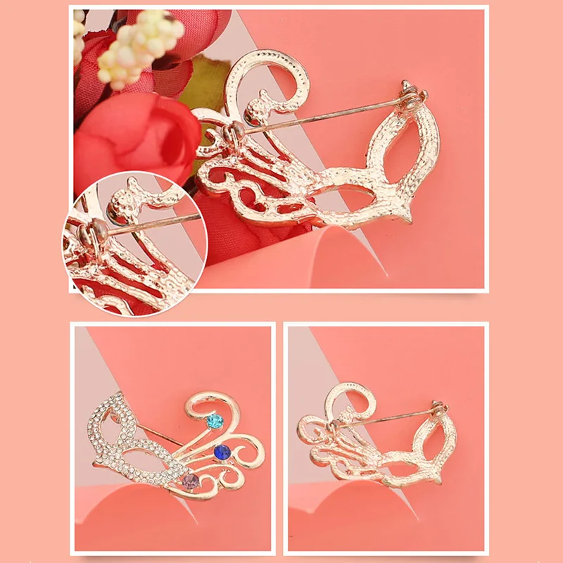 New Full Rhinestone Fox Mask Enamel Brooches Pin Cute Collar Lapel Pins Jewelry For Women Party Causal Brooch Accessory Gifts