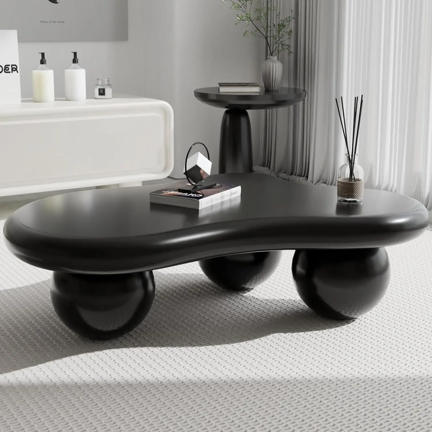 Cloud Shaped Coffee Table, Cloud Center Tables with 3 Ball Legs | Modern Irregular Design Center Table Living Room, Customized