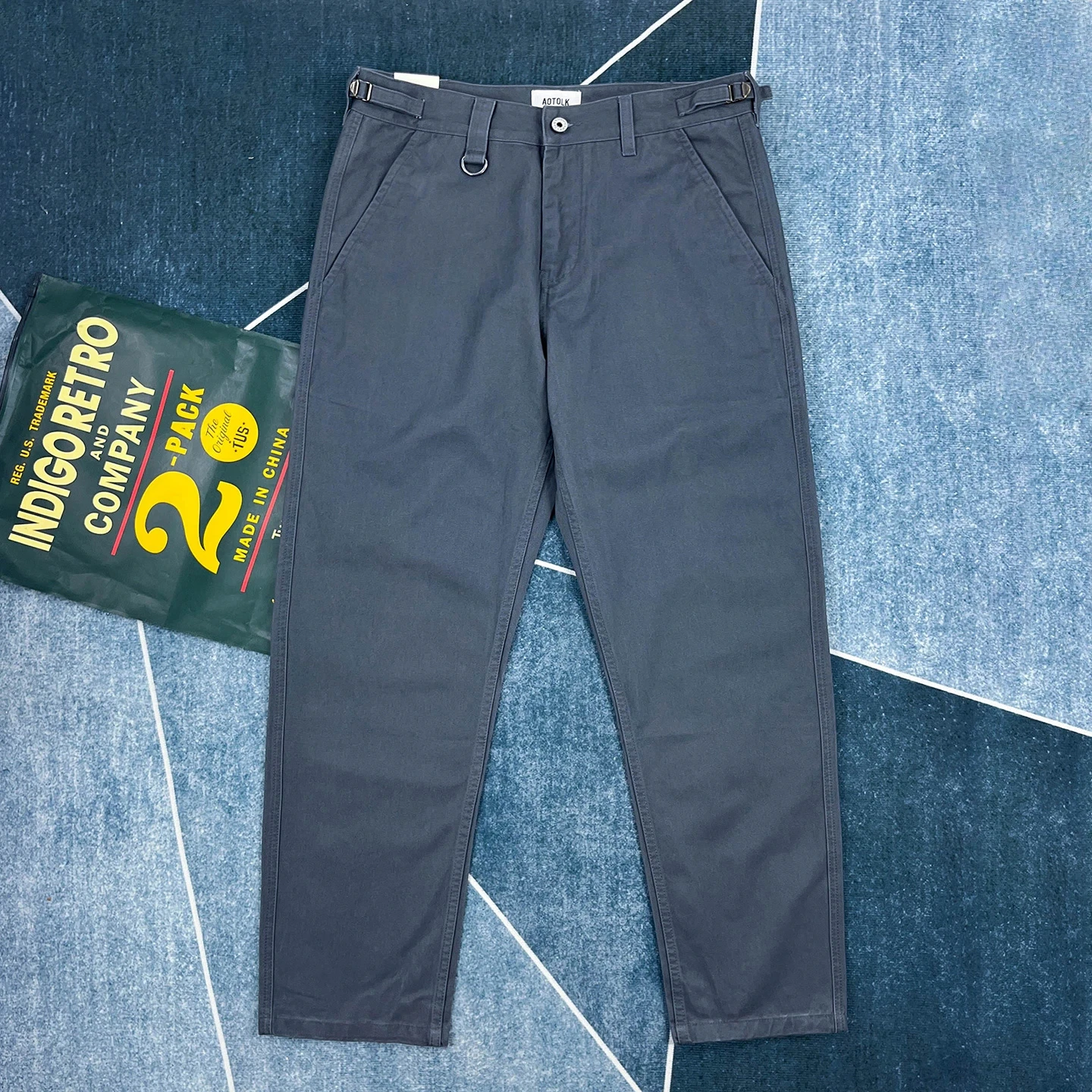 남성용 100% 면 캐주얼 바지, 가을용 두꺼운 미국 레트로 스트레이트 바지