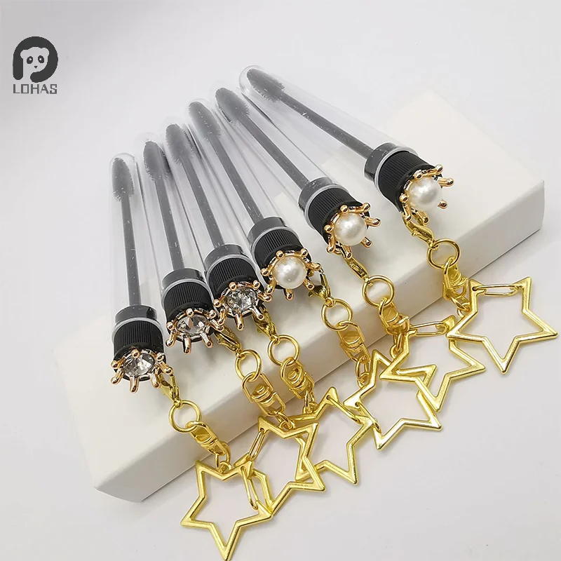 Brosse à cils en Tube de couronne de diamant, brosse à sourcils, brosse de maquillage réutilisable, anti-poussière, outil d'extension de cils, tige en cristal, 1 pièces