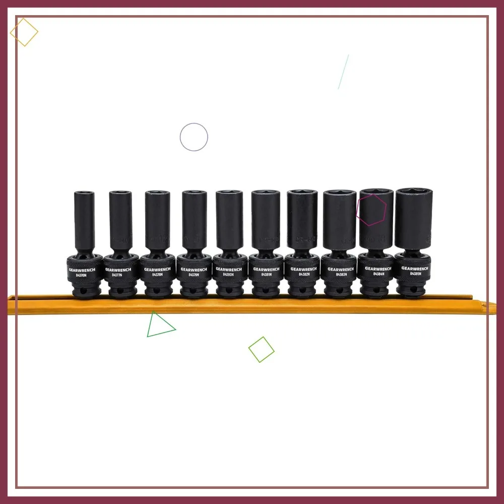 

Набор универсальных ударных головок с приводом 3/8 дюйма, 10 предметов, глубина 6 точек, метрическая — прочная хромированная молибденовая сталь