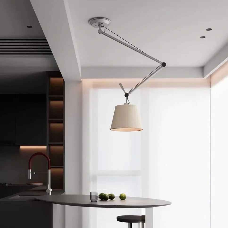 

Modern Mechanical Long-arm Ceiling Lamp Restaurant Bedroom Study Creative Adjus Telescopic Single/Double-head Chandelier