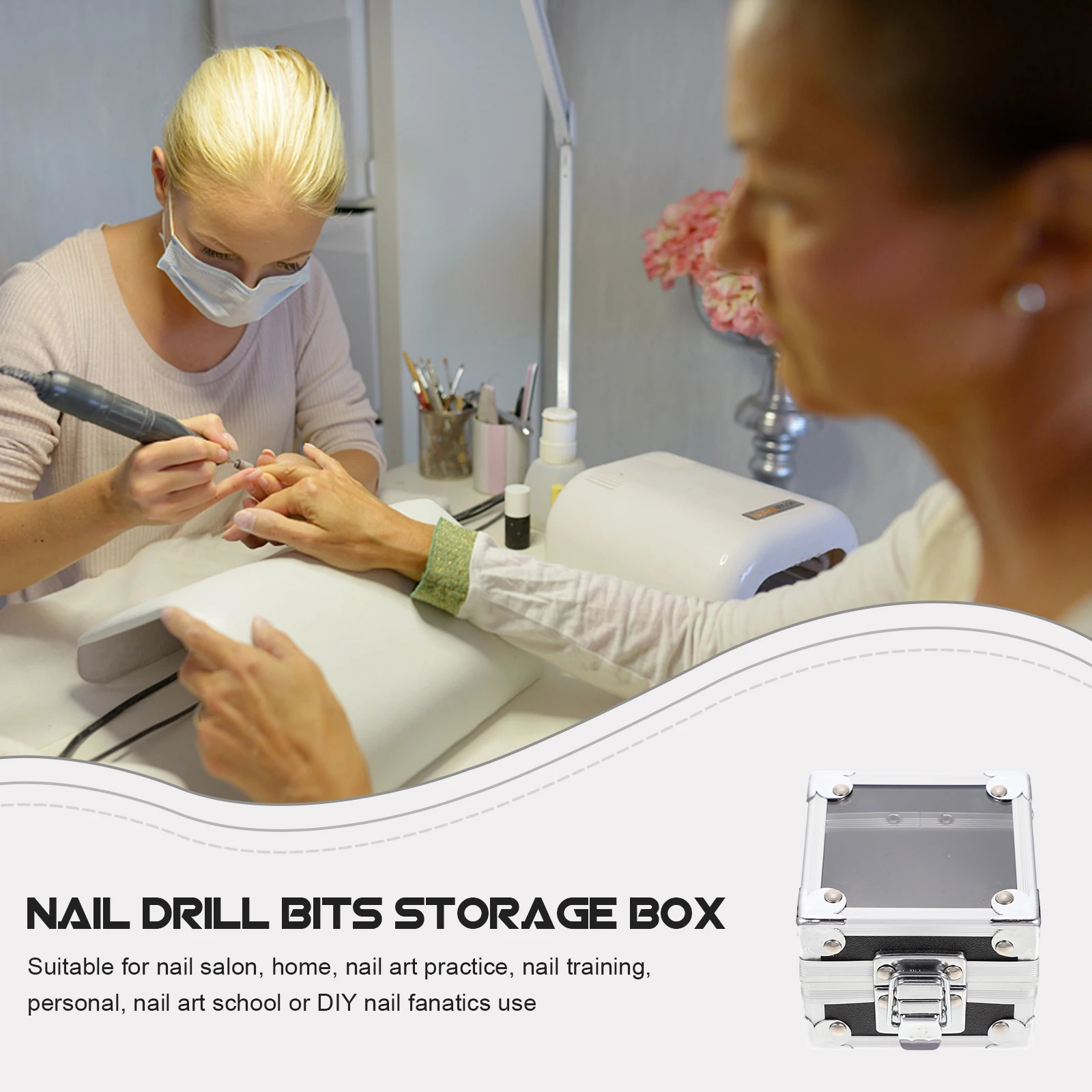 

Nail Drill Bits Storage Box PVC Acrylic Manicure Polisher ganizer Nail Art Grinding Display Case Home Salon Use