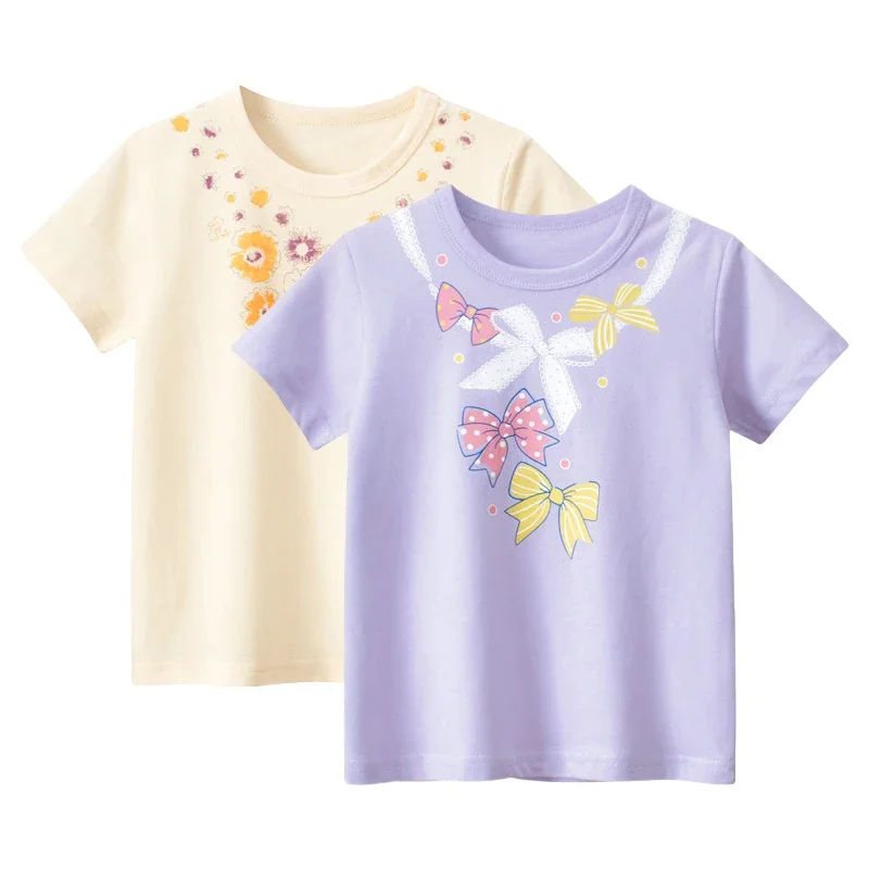 

Children's Clothing Kids Short-sleeved T-shirt 2025 Summer New Lovely Printed Cotton Top Baby Girl Clothes