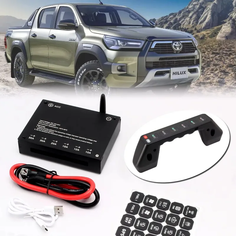 Easy-to-install multi-function wireless 6-way switch panel with IP65 waterproof 12V/24V for Hilux struts