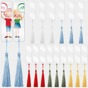タッセル付きの空のしおり,空白のブックマーク,空の色,手作りのマーカー,装飾品,ギフトタグ,15個