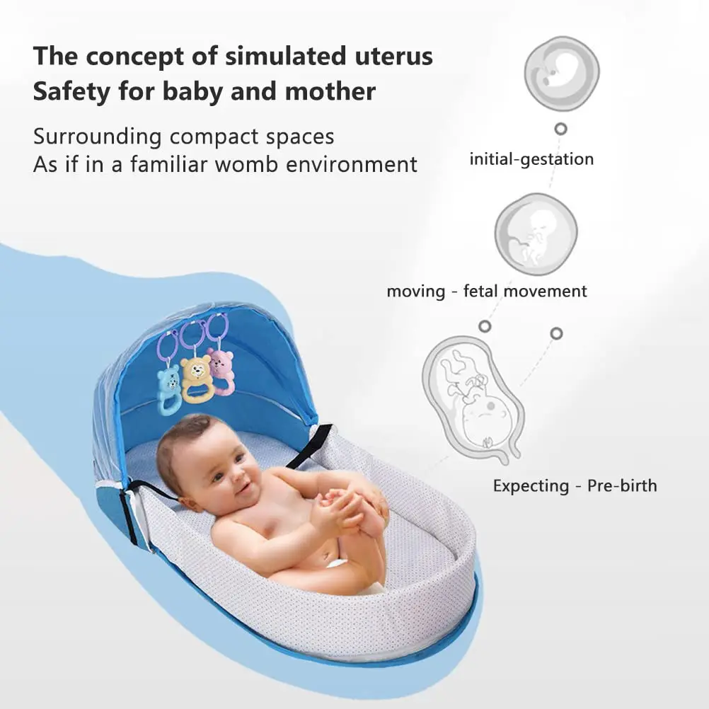 Lit de Voyage pour Bébé avec Filet, Tente Pliable et Lavable, Berceau Respirant, CPull Bionic