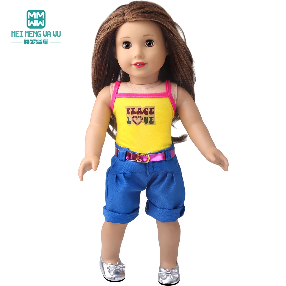 Puppe Kleidung Fit 45cm Spielzeug Amerikanische Puppe Mode Cartoon Gaze Kleid Hemd Hosen Schuhe Mädchen Geschenke – Detail 19
