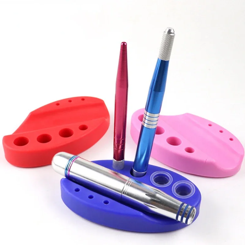 Silicone Tattoo Pen Holder Microblading Pigment Ink Cup Tattoo Pen Stand Makeup Tattoo Accessories Silicone Tattoo Pen Holder