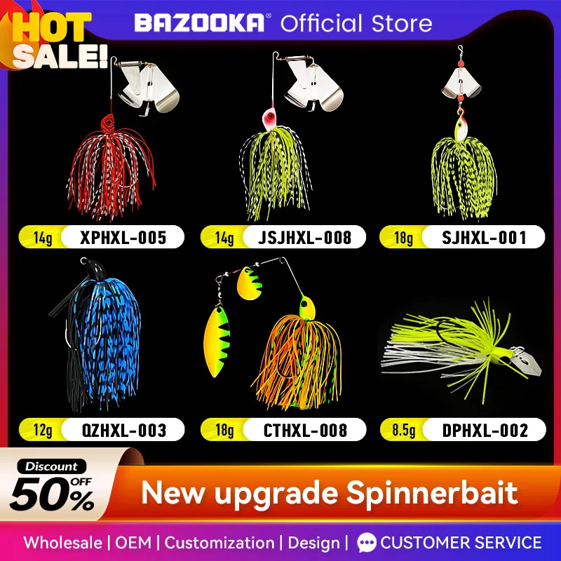 Bazooka Spinnerbait 13g 18g Fishing Lure Wire Spinner Bait Metal Buzzbait Swimbait Hook JIG Kit Skirt peche For Bass Pike Winter