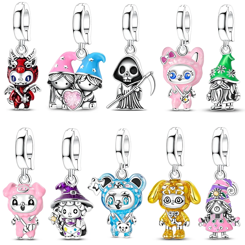 925 Sterling Silber Charms Spielzeug-Clown-Tiere Bär Universal-Verschlussanhänger Passend für Armband DIY für Damen Feiner Schmuck