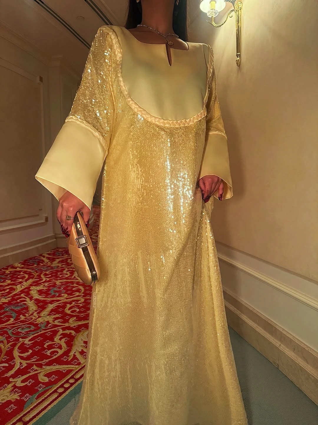 

Oisslec Prom Dress Elegant Vintage Sweet Yellow Sequins Satin New Customized Formal Occasion Prom Dress Evening Party Gowns