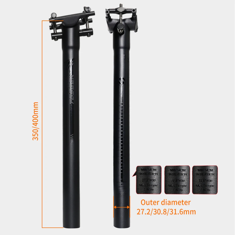 TOSEEK Carbon Seatpost Offset 0mm Mtb Retractable Canoe 27.2/30.8/31.6 Seat Post Super Light 170g Length 400mm Bicycle Seat