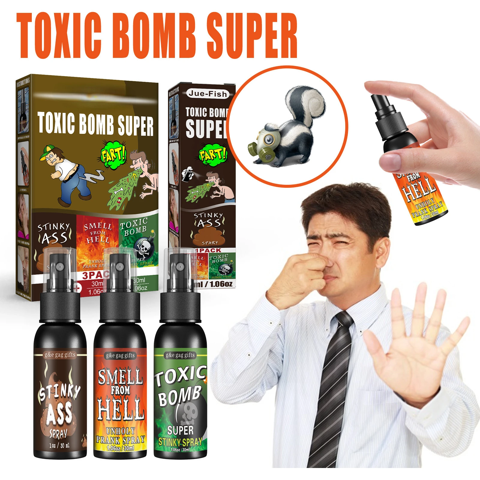 30ML Liquid Fart Spray Can Stink Bomb Ass-Smelly Stinky Gas Crap Gag Prank Novelties Toy Joke Party Supplies