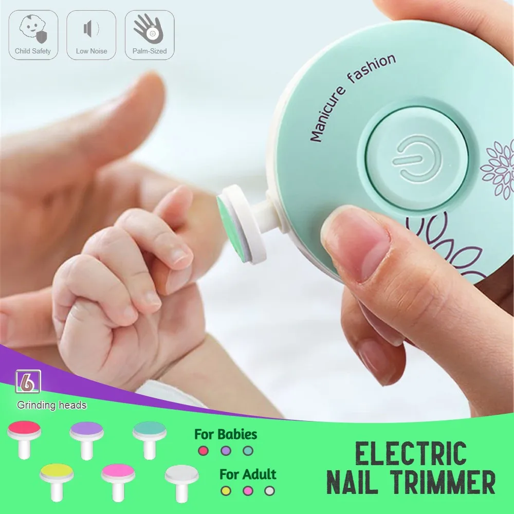

Electric Baby Nail Trimmer Set Kid Nail Polisher Tool Care Kit Low Noise Nail File with 6 Grinding Heads Newborn Baby Accessorie