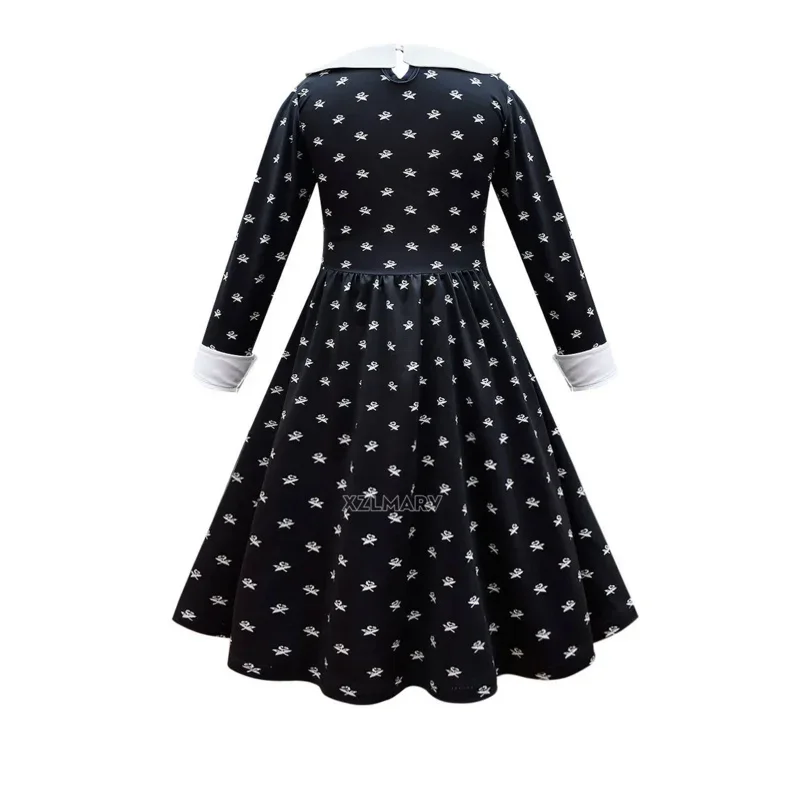 Wednesday Addams Cosplay For Girl Costume 2023 New Vestidos For Kids Girls Mesh Party Dresses Carnival Costumes 3-10 Years Old