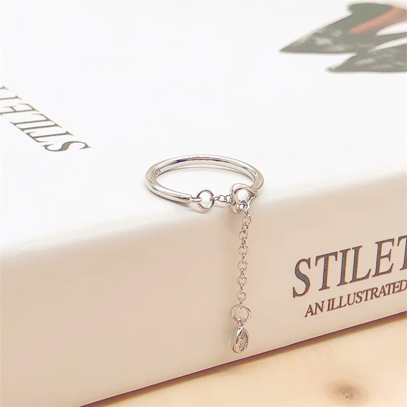 925 Sterling Silver Water Droplet Chain Tassel Adjustable ​Rings For Women Wedding Luxury Elegant Wholesale Jewellery Money 925