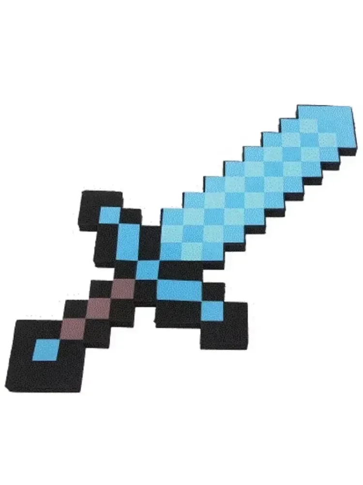 30~45cm Minecraft Schaumstoff-Schwert Blau Lila Grau Axt MC Schaufel Diamant-Hacke Gelbes Schwert Meine Welt EVA Spielzeug für Outdoor-Cosplay