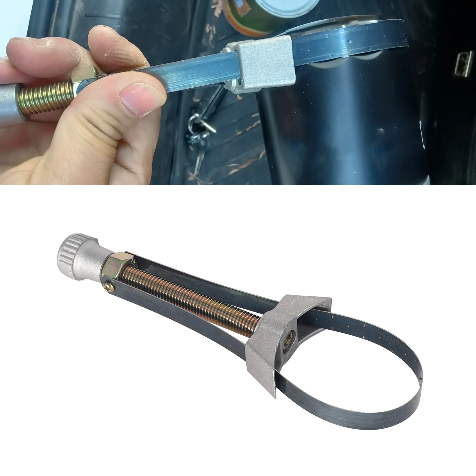 Auto- und Motorrad-Ölfilter-Entfernungswerkzeug, Riemen-Schraubenschlüssel, verstellbar, 60 mm bis 120 mm Durchmesser, Reparatur-Handwerkzeuge, Demontageschlüssel