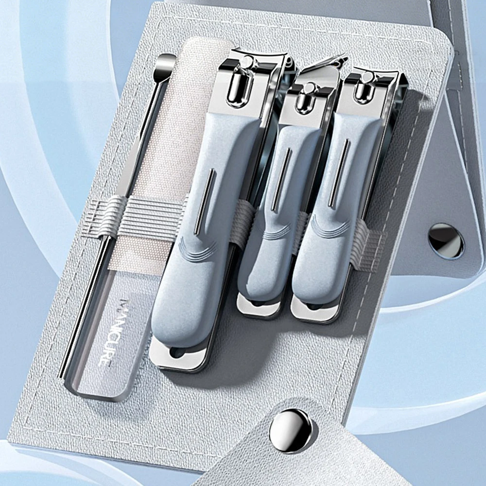 

5 Pcs Manicure Set Stainless Steel Nail Clippers Beauty Tool Portable Set Professional Grooming Kits Travel Nail Kit Travel Case