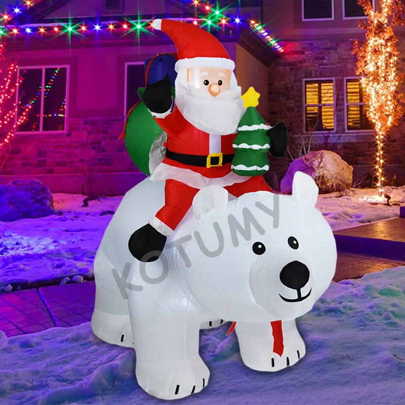 الدب المتحرك سانتا عيد الميلاد نفخ ساحة الزينة في الهواء الطلق مع ضوء LED تفجير ديكور المنزل في الهواء الطلق عطلة