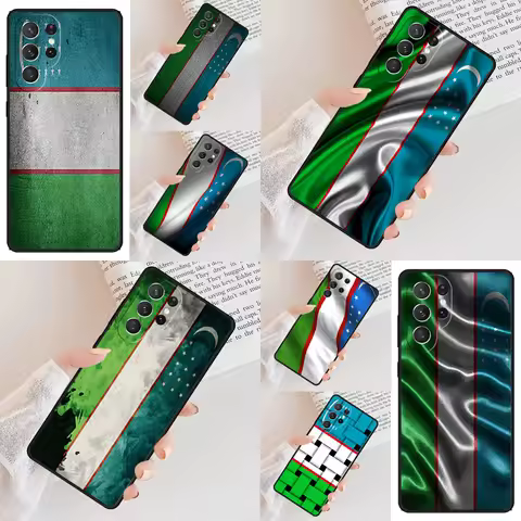 Uzbekistan Flag Phone Case For Samsung Galaxy S24 S23 S22 S21 Ultra S10 Note 10 Pro S20 Plus FE S9 S8 Cover