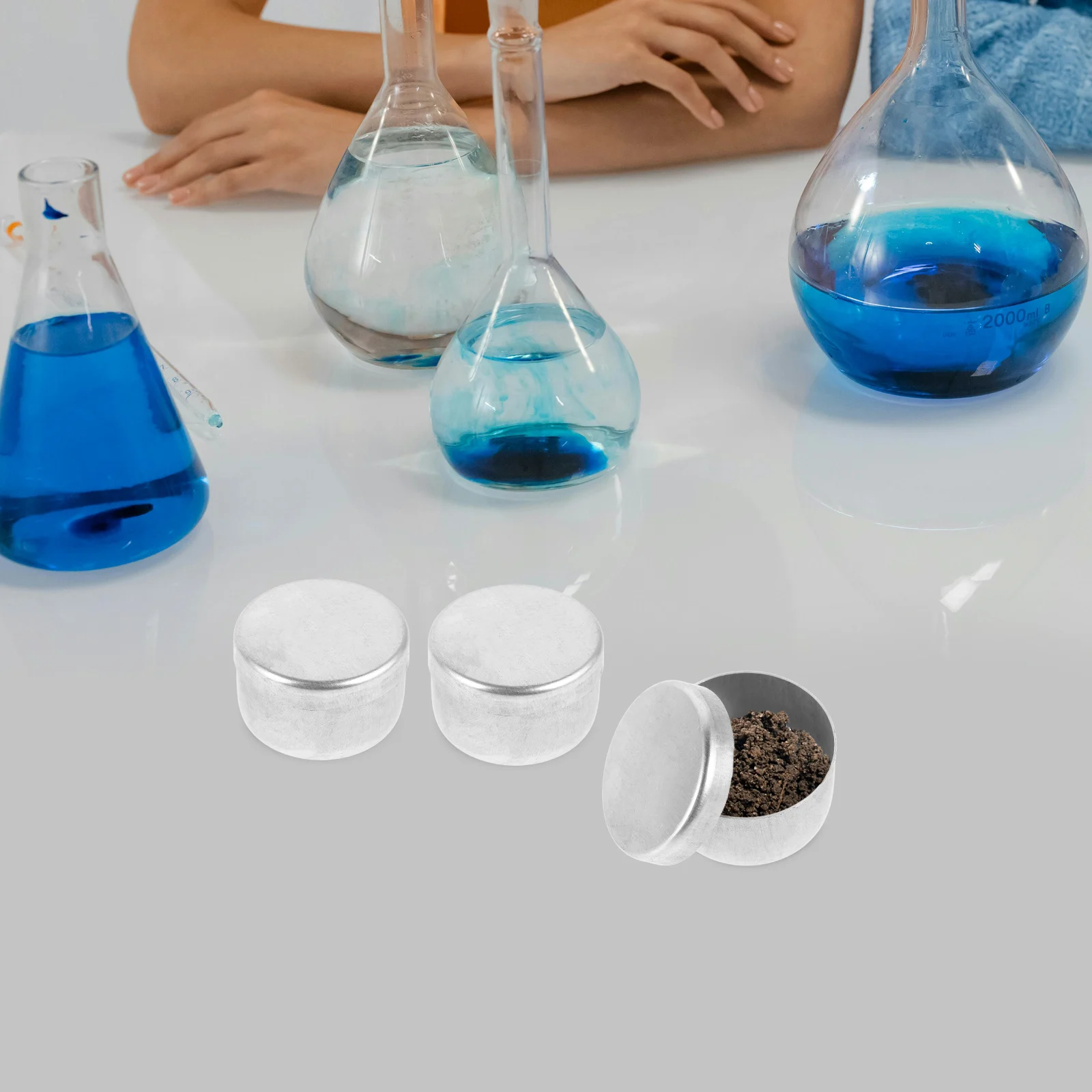 

4 Pcs Sample Box Tin Aluminium Jar Aluminum Container Sampling Storage Jars Square