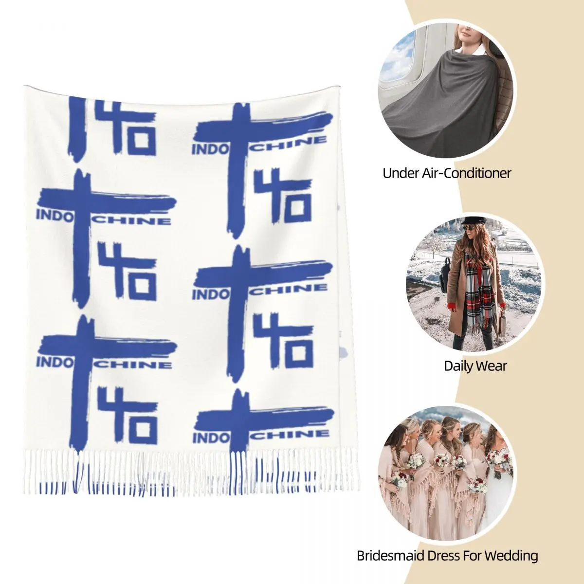 Indochine Scarf Tassel Scarves for Women Soft Warm Shawls and Wraps Large Fall Winter Shawl Wrap