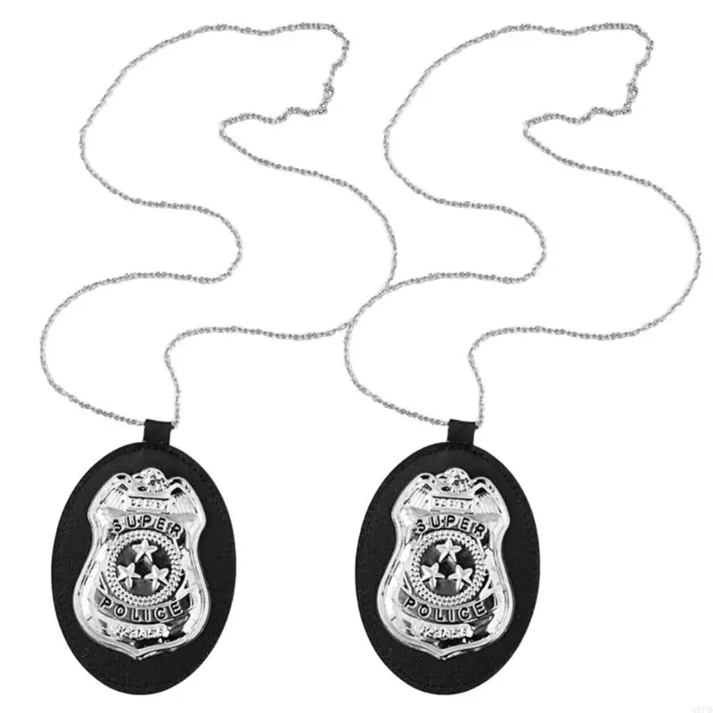   2 Piece Iron Cops Badge Set For Children Pretend Play Costume Accessory Realistic Detachable Design Safe And view 3
