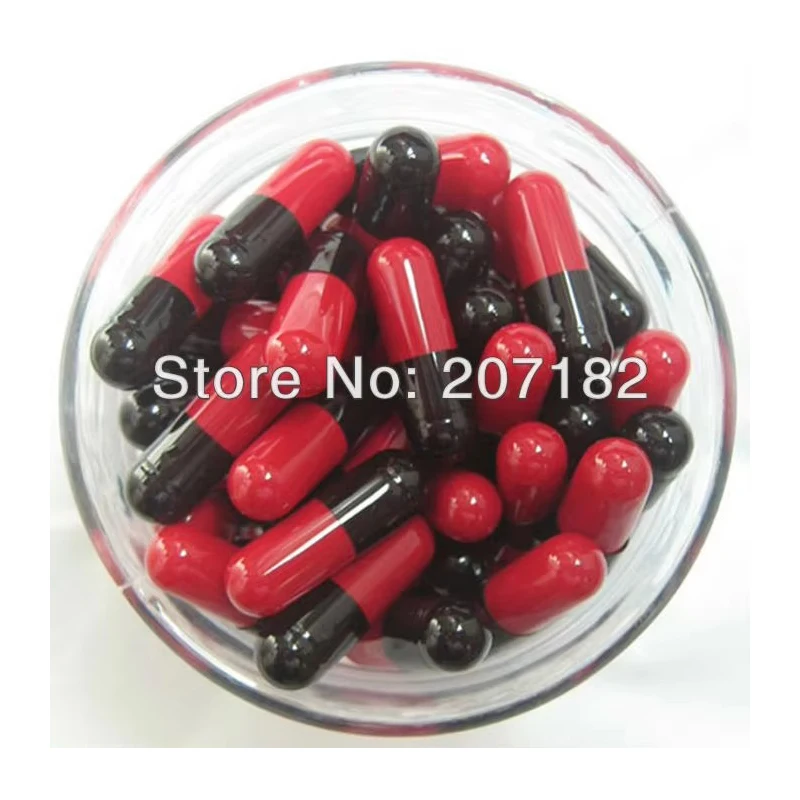 

(10,000pcs/pack) Size 1# Black/Red Color Hard Gelatin Capsules, Empty Capsules--- Separated & Joined Available