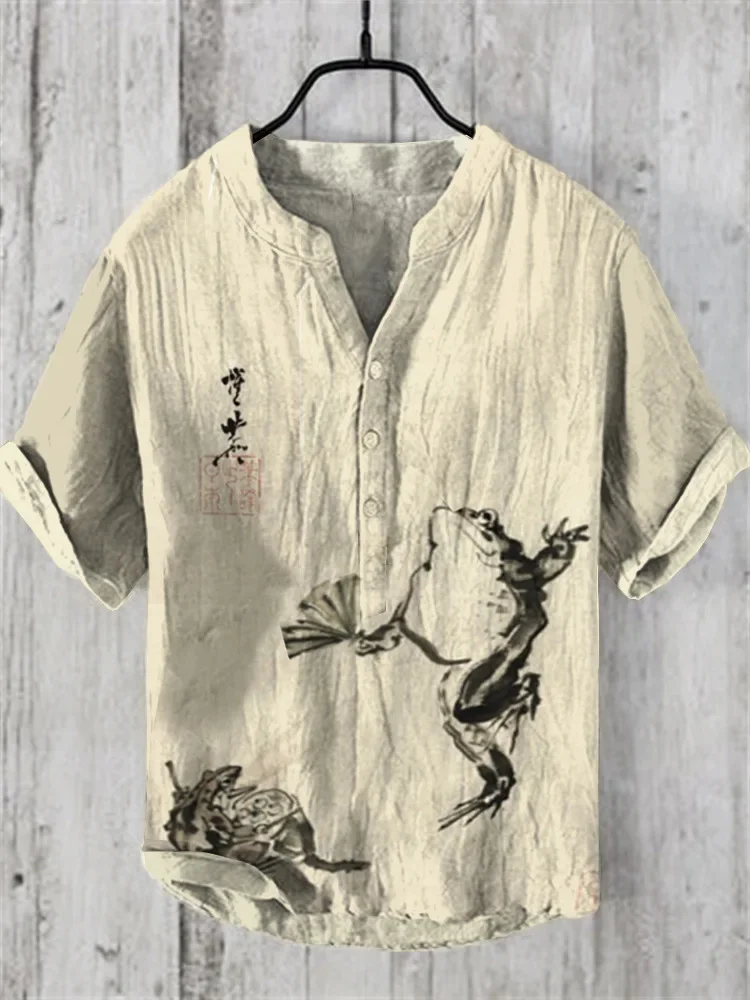 2024 Spring and Summer Men's and Women's Shirts Independent Station Casual Hawaiian Style Printed Linen Shirts Men's Tops