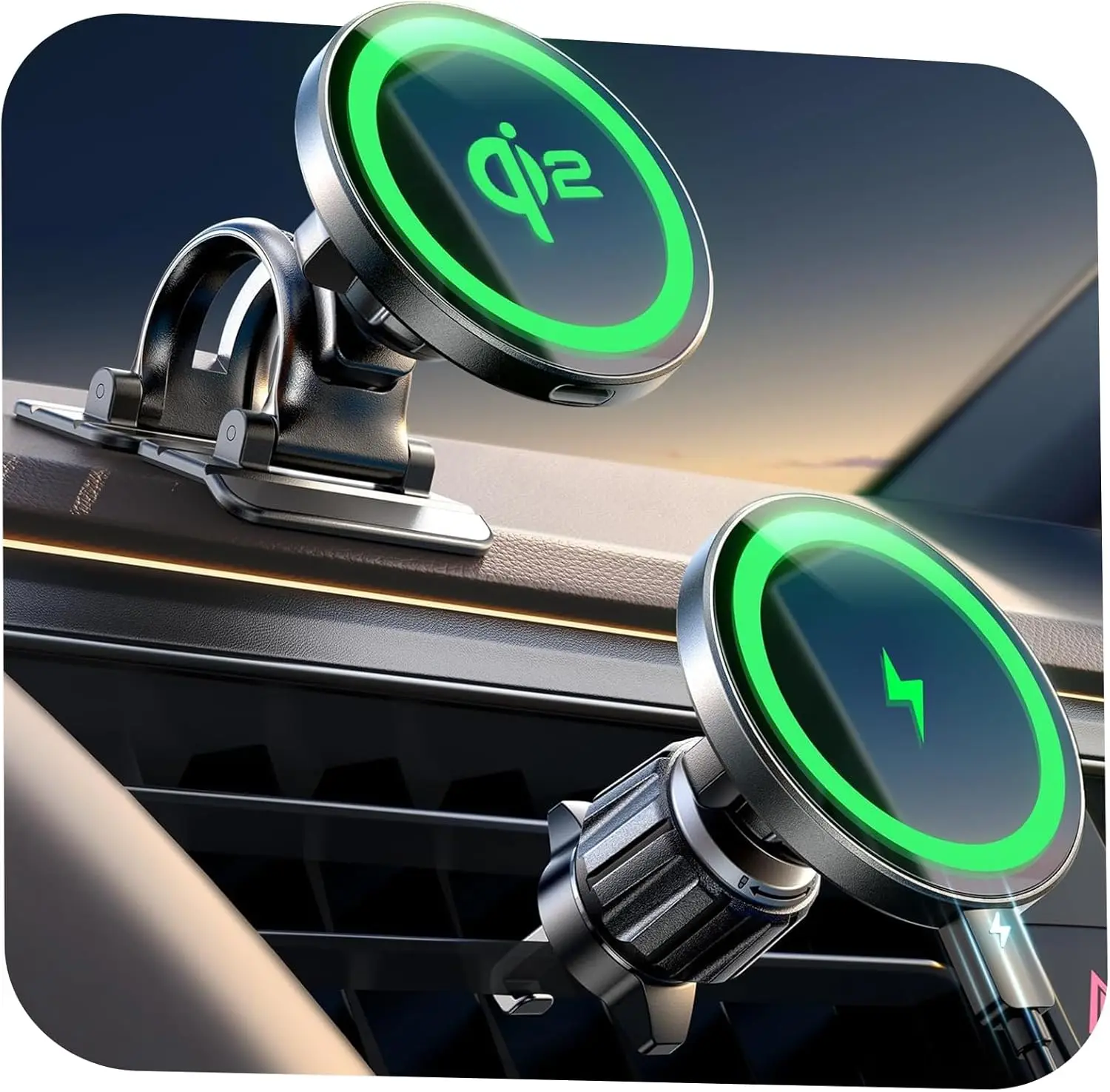 

Qi2 15W Magnetic Car Charger for iPhone 16 Pro Max, Fast Wireless Charging Compatible with iPhone 17, 16, 15, 14, 13, 12